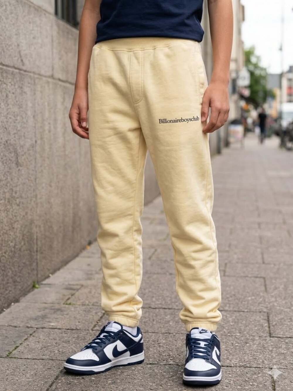 Billionaire Boys Club Script Logo Joggers Sweatpants Pale Yellow Cream sz Y 9/10